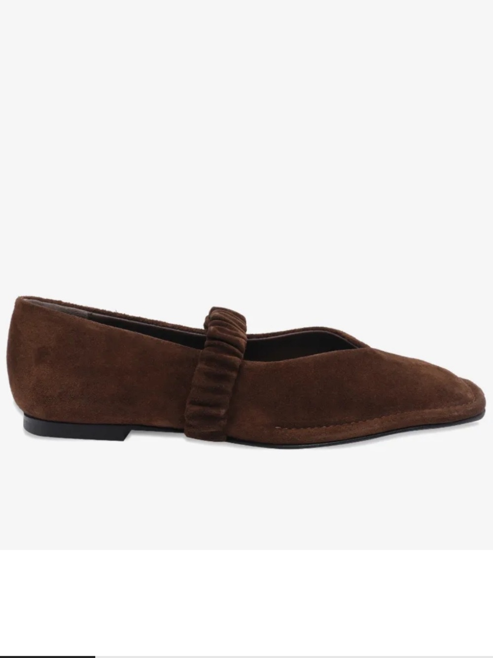 NEW Alohas square-toe ruched ballet flats in brown suede - Picture 2 of 9